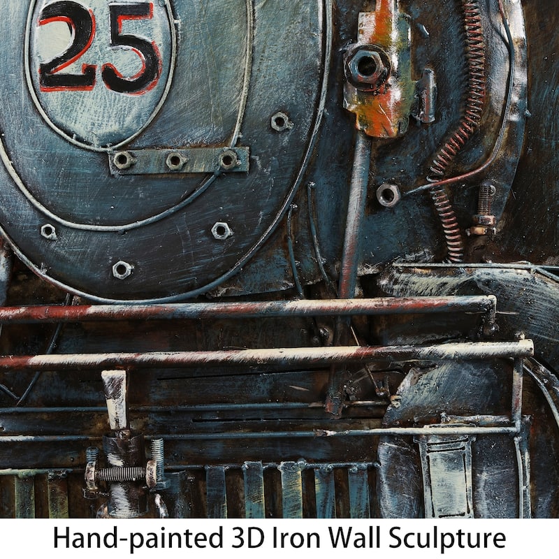 "Train" Mixed Media Iron Hand Painted Dimensional Wall Art