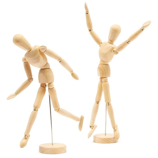 2-Pack Wooden Art Mannequin Drawing Figures for Artist Posable Body