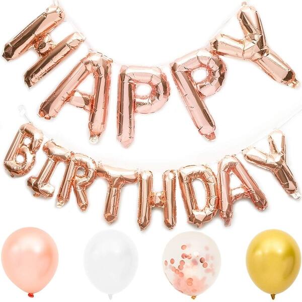 Shop Happy Birthday Rose Gold Foil Letters With 20 Pack Balloons For Party Decorations Overstock 31051349