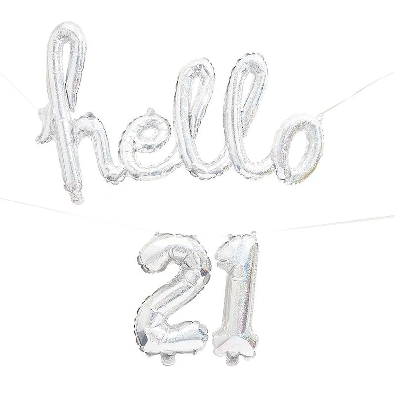 Hello 21 and Champagne Glass Silver Foil Design Balloons for 21st Birthday  Party - Bed Bath & Beyond - 31051373