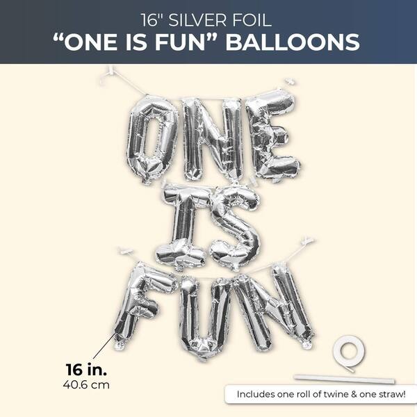Shop One Is Fun Letter Silver Foil Balloons 16 For 1st Birthday Party Decorations Overstock 31051390