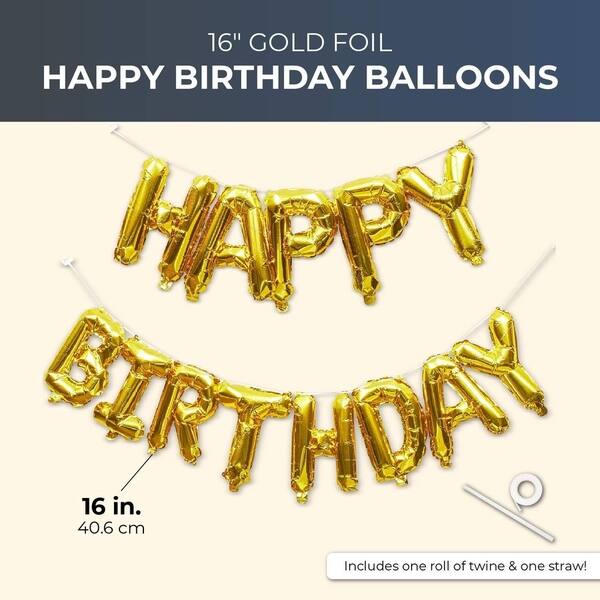 Shop Happy Birthday Gold Foil Letters 16 Balloons Banner For