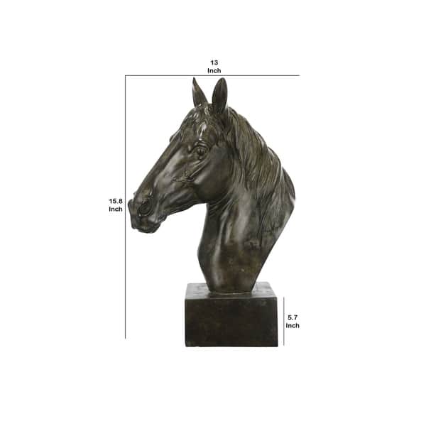 Transitionally Style Polyresin Horse Head Sculpture, Brown - Bed Bath ...