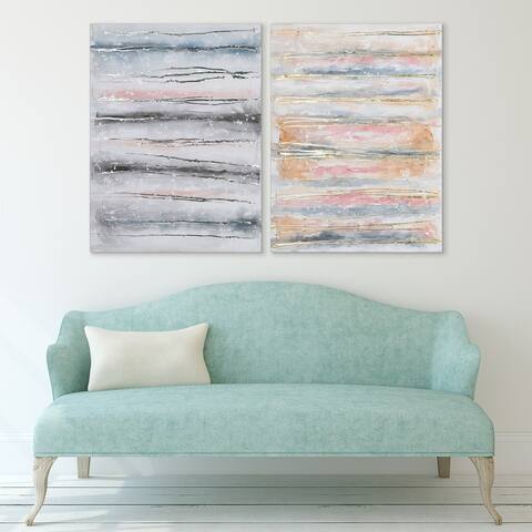 "Blue & Golden Roads" Abstract Textured Hand Painted Wall Art