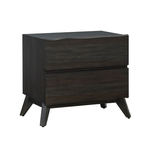 Shop 2 Drawer Wooden Nightstand with Angled Legs and Wavy Front, Brown
