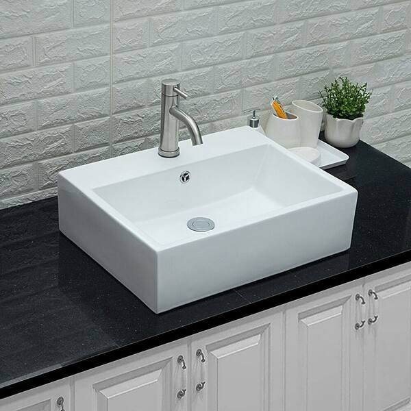 Shop Lordear 20 X16 Bathroom Vessel Sink Modern Rectangle Vessel Vanity Sink Art Basin With Faucet Hole 20 75x16x6 Overstock 31052110