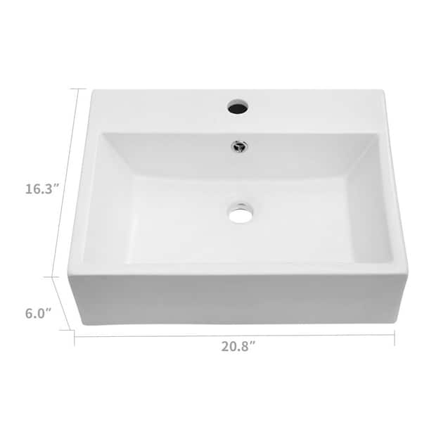 Shop Lordear 20 X16 Bathroom Vessel Sink Modern Rectangle Vessel Vanity Sink Art Basin With Faucet Hole 20 75x16x6 Overstock 31052110