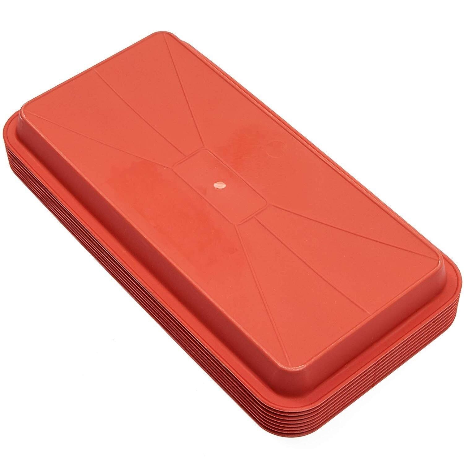 8pcs 12"x6.5" Plastic Terra Cotta Rectangle Plant Saucer Drip Trays Small Pots Bed Bath