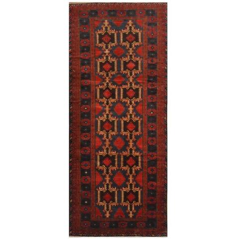 Handmade One-of-a-Kind Vintage Balouchi Wool Runner (Afghanistan) - 4' x 9'5