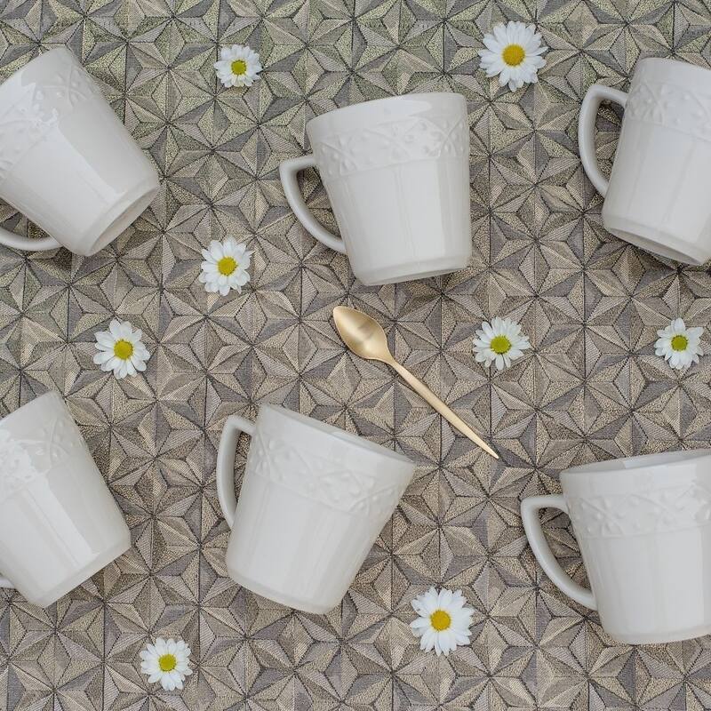 Manhattan Comfort Mendi 6 Mugs (12.17 oz.) - Ivory