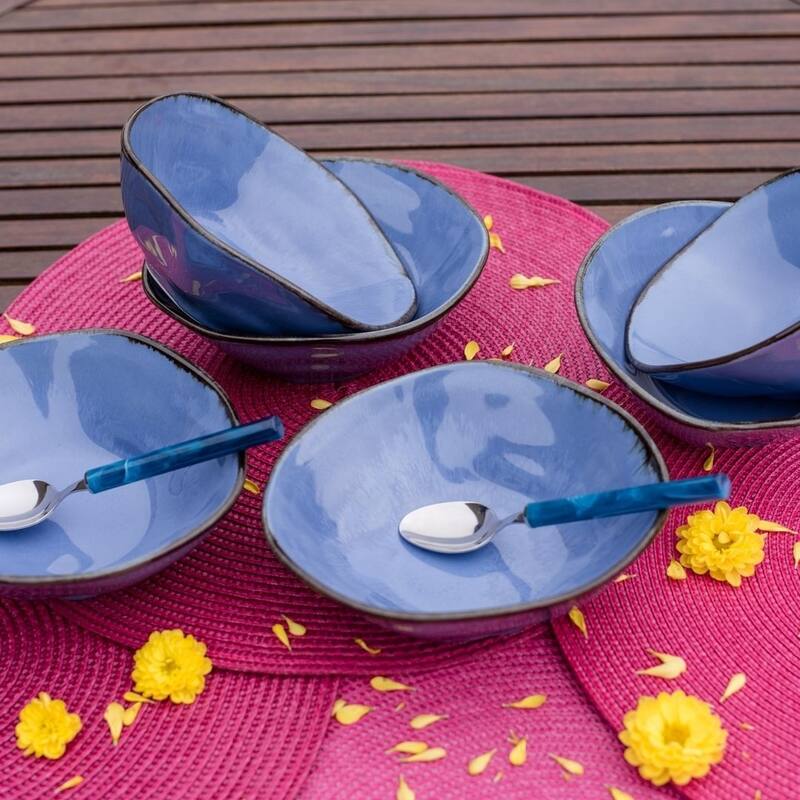 Manhattan Comfort RYO 12 Large Dinner 20.29 oz Soup Bowls - Blue