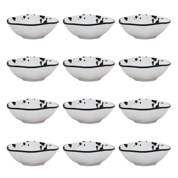 Manhattan Comfort Full 12-Piece Microwave Safe Large Soup Bowls with  Geometric and Floral Design, 20.29 Oz, Yellow/Black