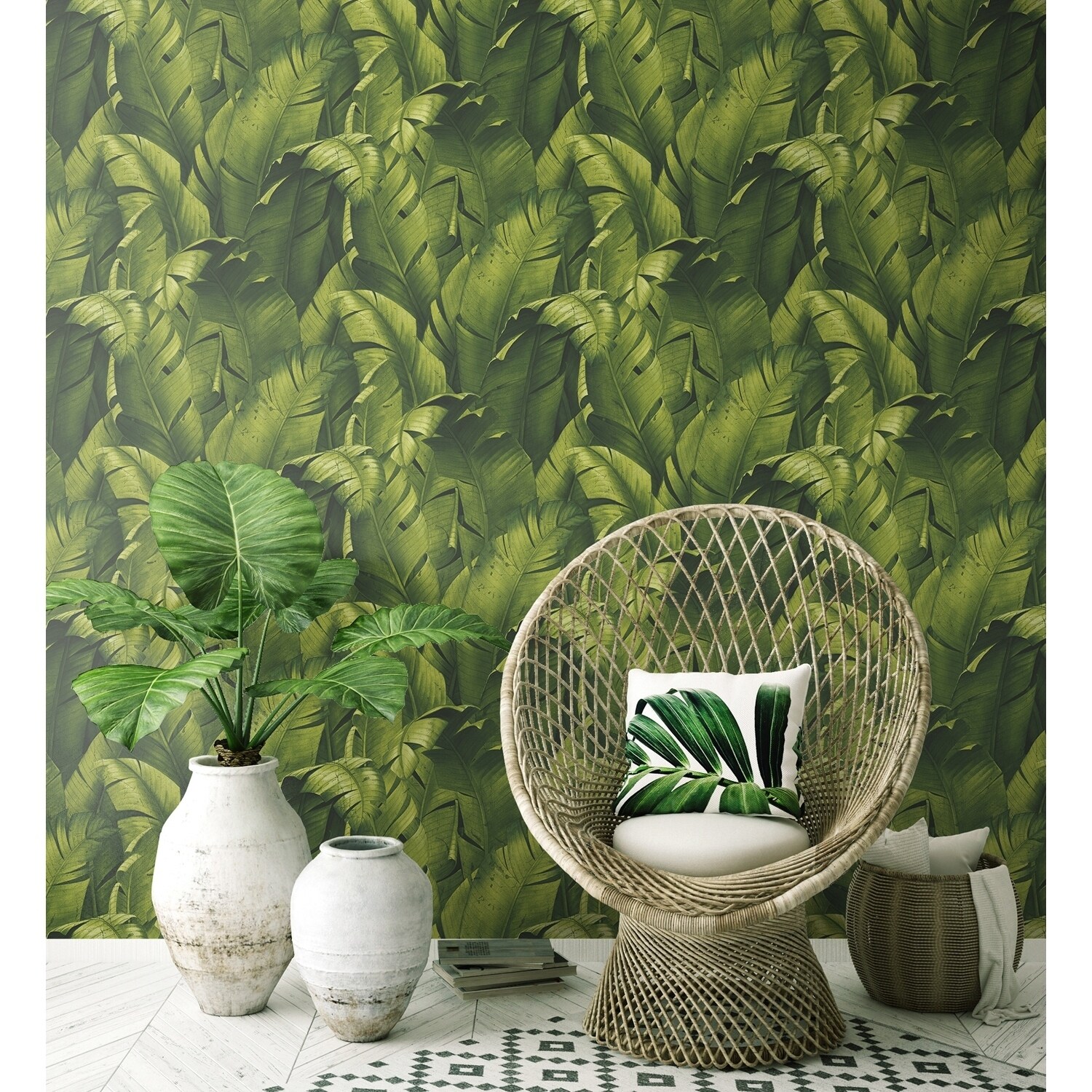 Nextwall Tropical Banana Leaves Peel And Stick Removable Wallpaper 5 In W X 18 Ft L Overstock