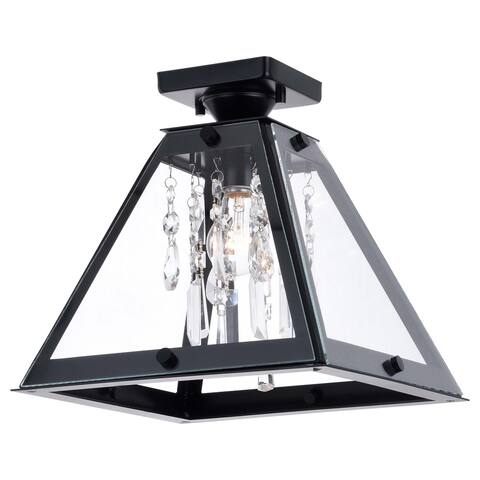 Tremont 12.5-in W Crystal Black Urban Loft Semi Flush Mount Ceiling Light - 12.5-in. W x 12.25-in. H x 12.5-in. D