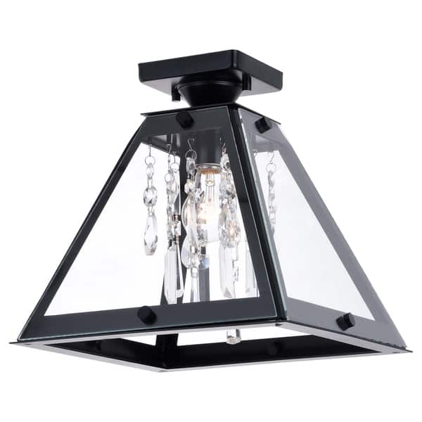 slide 2 of 4, Tremont 12.5-in W Crystal Black Urban Loft Semi Flush Mount Ceiling Light - 12.5-in. W x 12.25-in. H x 12.5-in. D