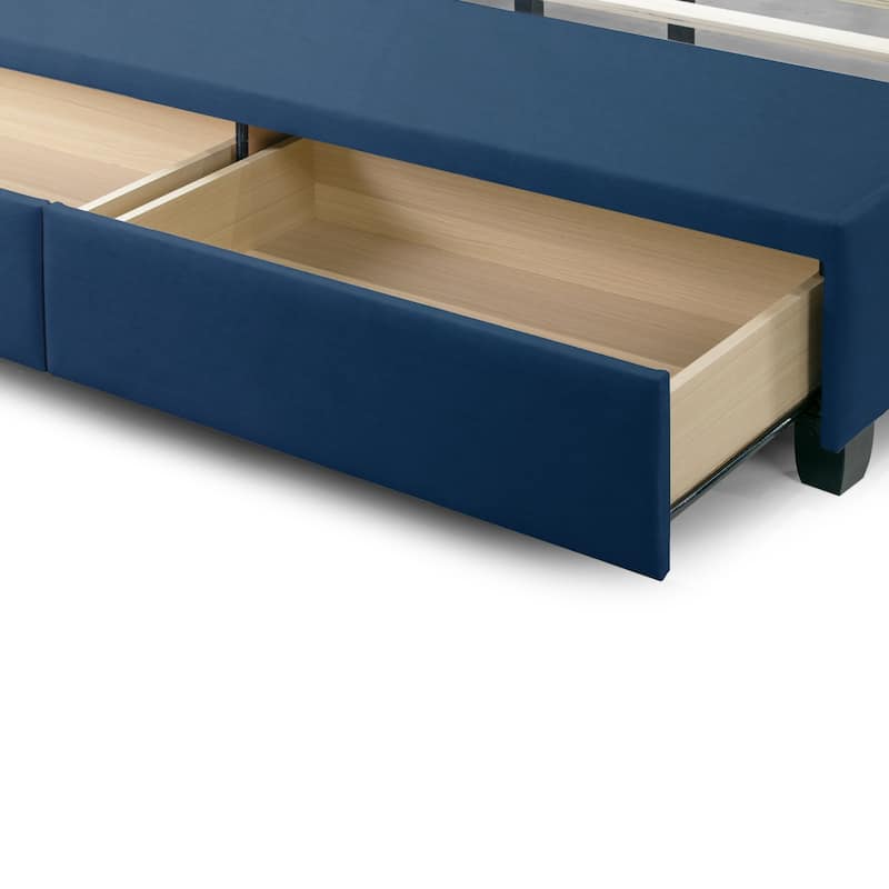 Arnia Navy Blue Queen Bed Captain's Bed with Two Drawers