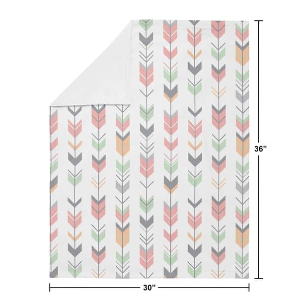 Sweet Jojo Designs Woodland Arrow Woodsy Gray Collection Girl Baby Receiving Security Swaddle Blanket - Coral, Mint and Grey