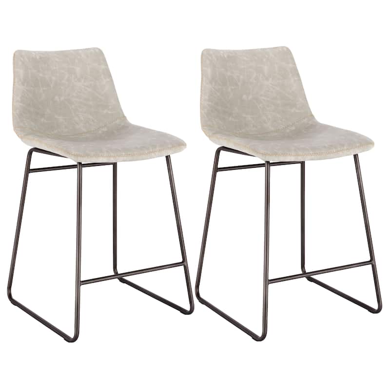 Classic Faux Leather 24 inch Counter Height Chair Set - N/A