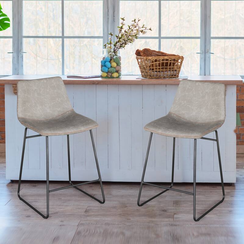 Classic Faux Leather 24 inch Counter Height Chair Set - N/A