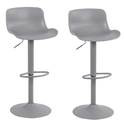 Adjustable Height Solid Color Monochromatic Bar Stool Set - N/A