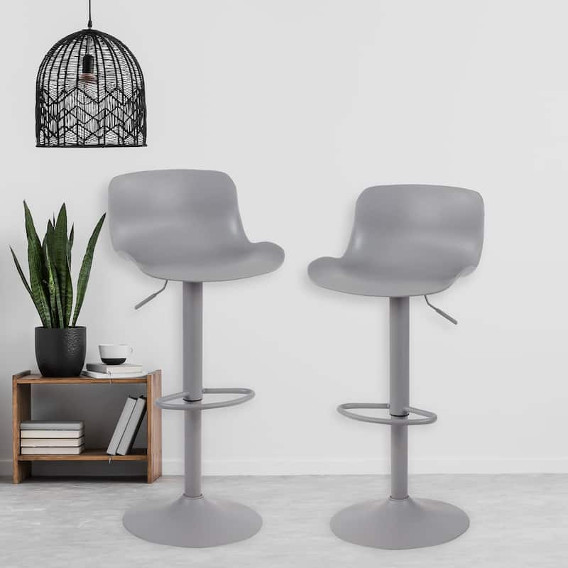 Adjustable Height Solid Color Monochromatic Bar Stool Set - N/A