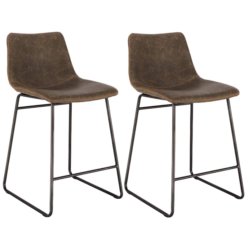 Classic Faux Leather 24 inch Counter Height Chair Set - N/A