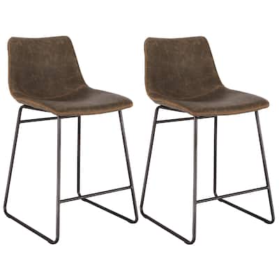 Classic Faux Leather 24 inch Counter Height Chair Set - N/A