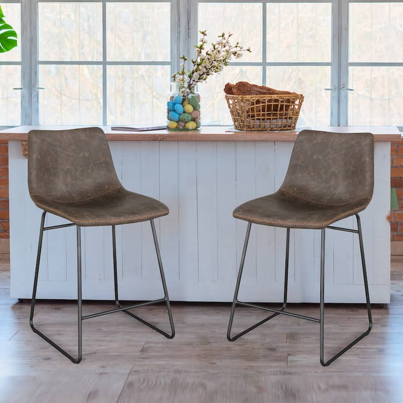 Classic Faux Leather 24 inch Counter Height Chair Set - N/A
