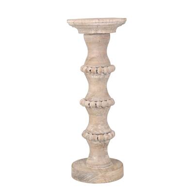 Wooden 14" Antique Style Candle Holder 14"H - 6.0" x 6.0" x 14.0"