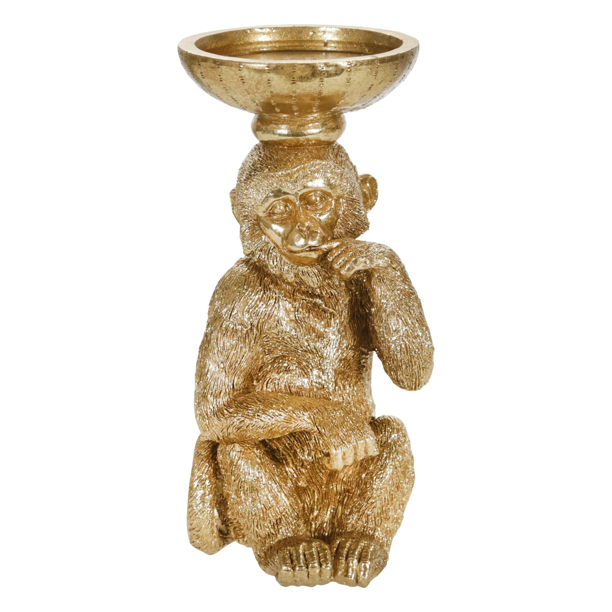 Resin 9 Monkey Candle Holder Gold Gold