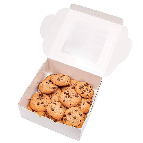 50x Kraft Pastry Bakery Box with Window for Cookies Cupcakes Donuts Muffins