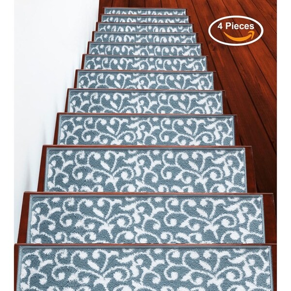 SUSSEXHOME Leaves Collection Stair Treads 100% Polypropylene 9"x28"
