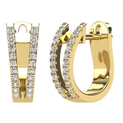 AALILLY 14K Yellow Gold 1/4ct TDW Diamond Split Two-Row Hoop Earrings (H-I, I1-I2)