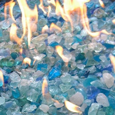 AZ Patio Heaters 20lbs Recycled Fire Pit Fire Glass in Bahama Blend - .25"L x .5"W x .5"H
