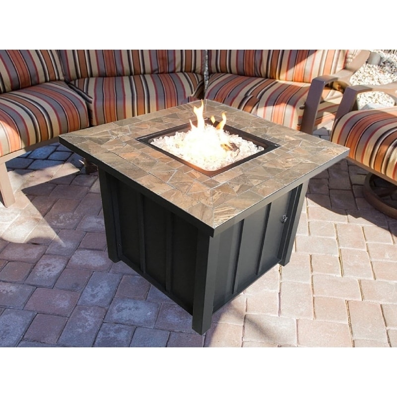 Hiland AZ Patio Heaters Square Tile Top Fire Pit - 30 inchL x 30 inchW x 24.5 inchH