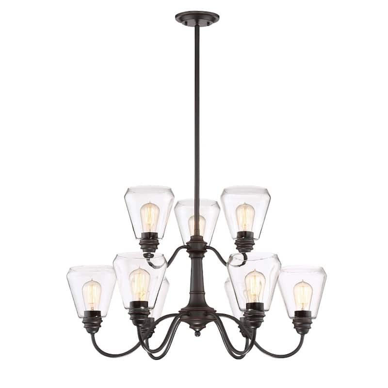 Foundry 9 Light Chandelier - Satin