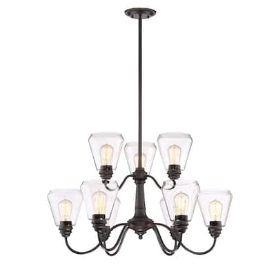 Foundry 9 Light Chandelier - Satin
