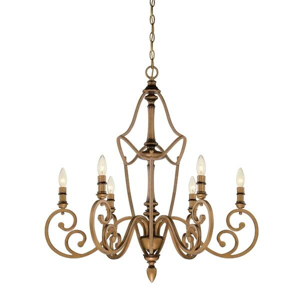 slide 1 of 1, Isla 6 Light Chandelier - Aged
