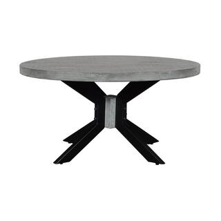 ROOT Mango Wood Grey Finish Round Coffee Table