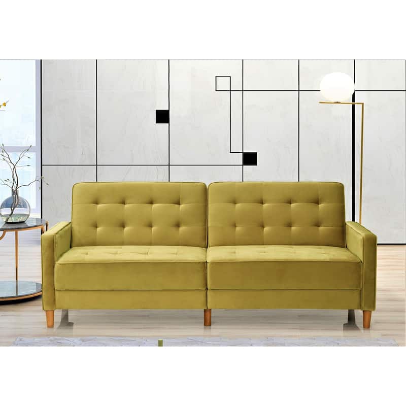Jonathan Tufted Velvet Sofa Bed Sleeper - Vivid Yellow