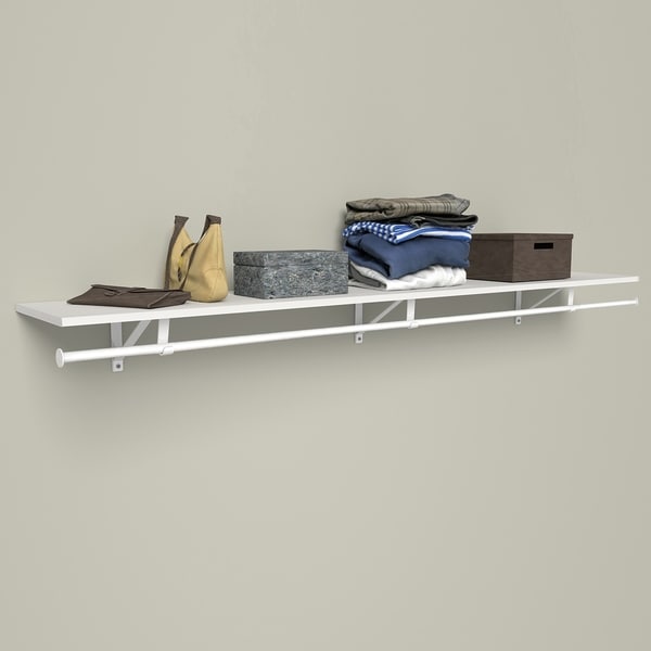 Wall mounted closet discount rod with shelf