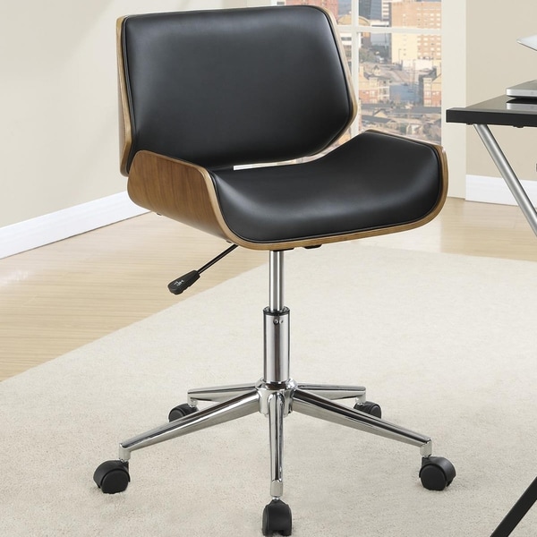 Shop Modern Curved Wood Black Upholstered Adjustable Swivel Office