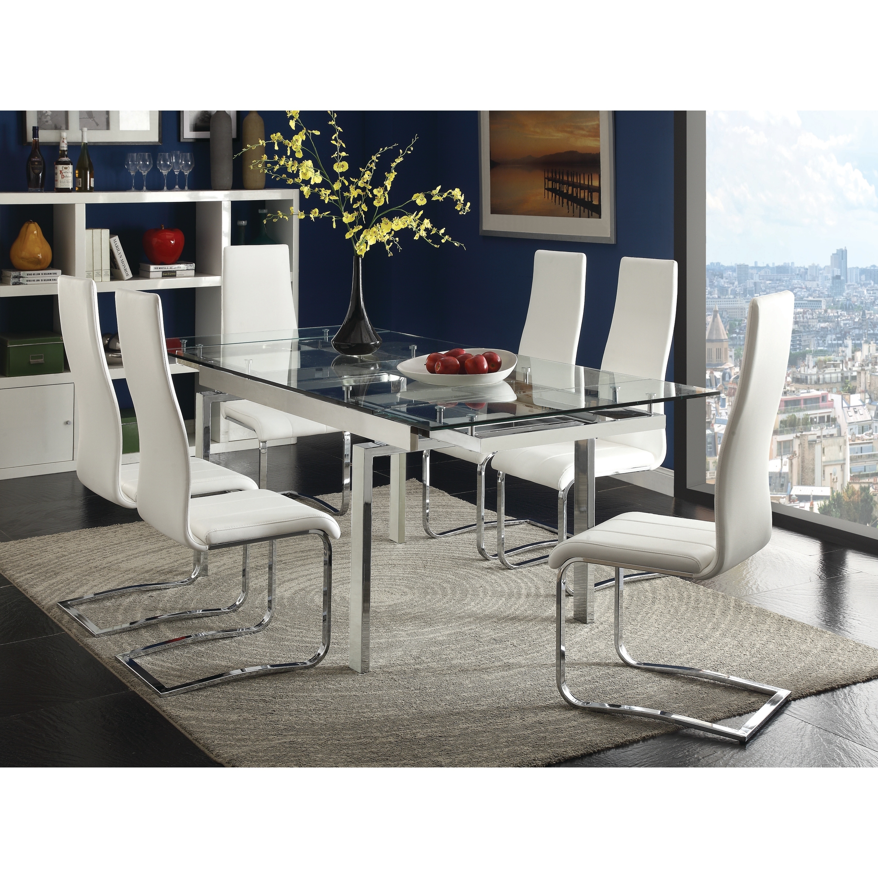 Dining Room Furniture Furniture Clear Glass Modern Extendable Dining