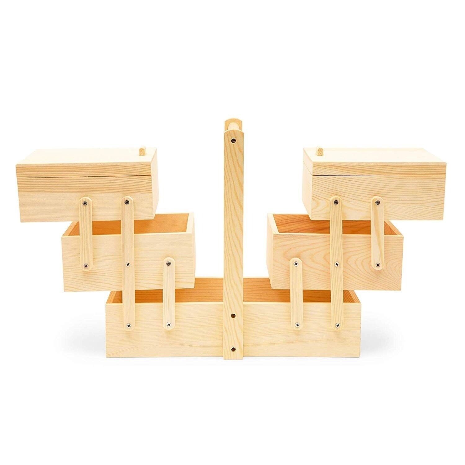 Wood Sewing Box 3 Tier Organizer for Storage Craft Tools Kits