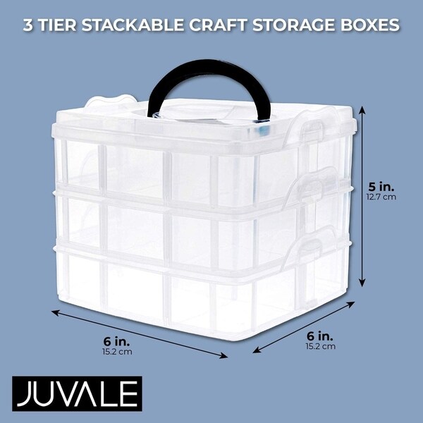 3 Tier 18 Compartment Stackable Organizer W/Adjustable Dividers 