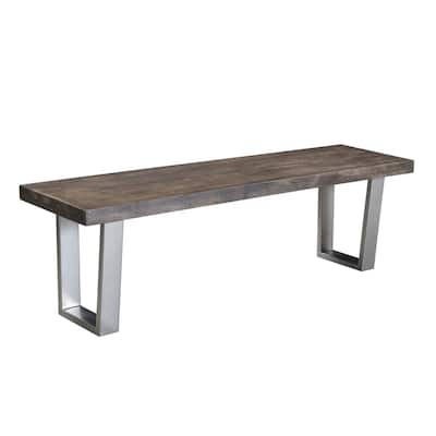 Lark Mango Wood Dining Bench with silver legs - 60"