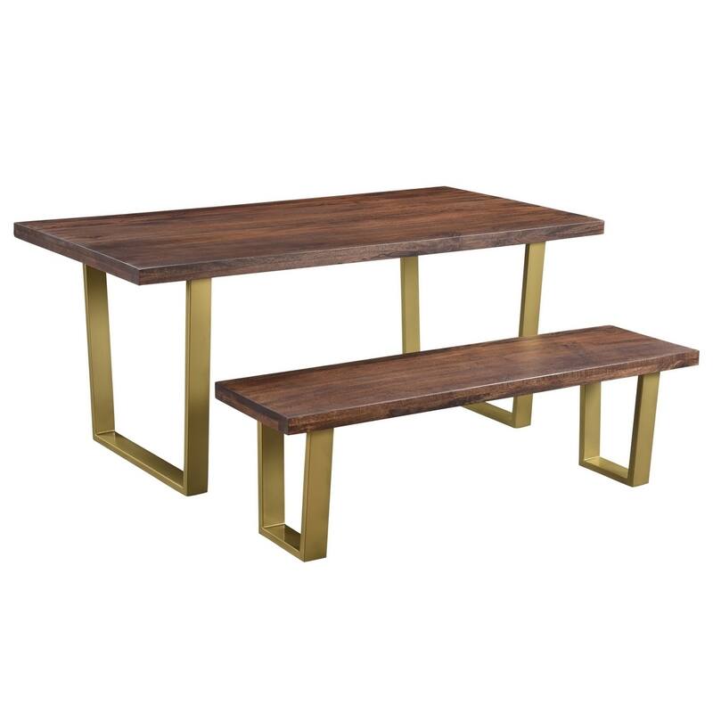 Lark Mango Wood Dining Bench with Gold legs - 60"