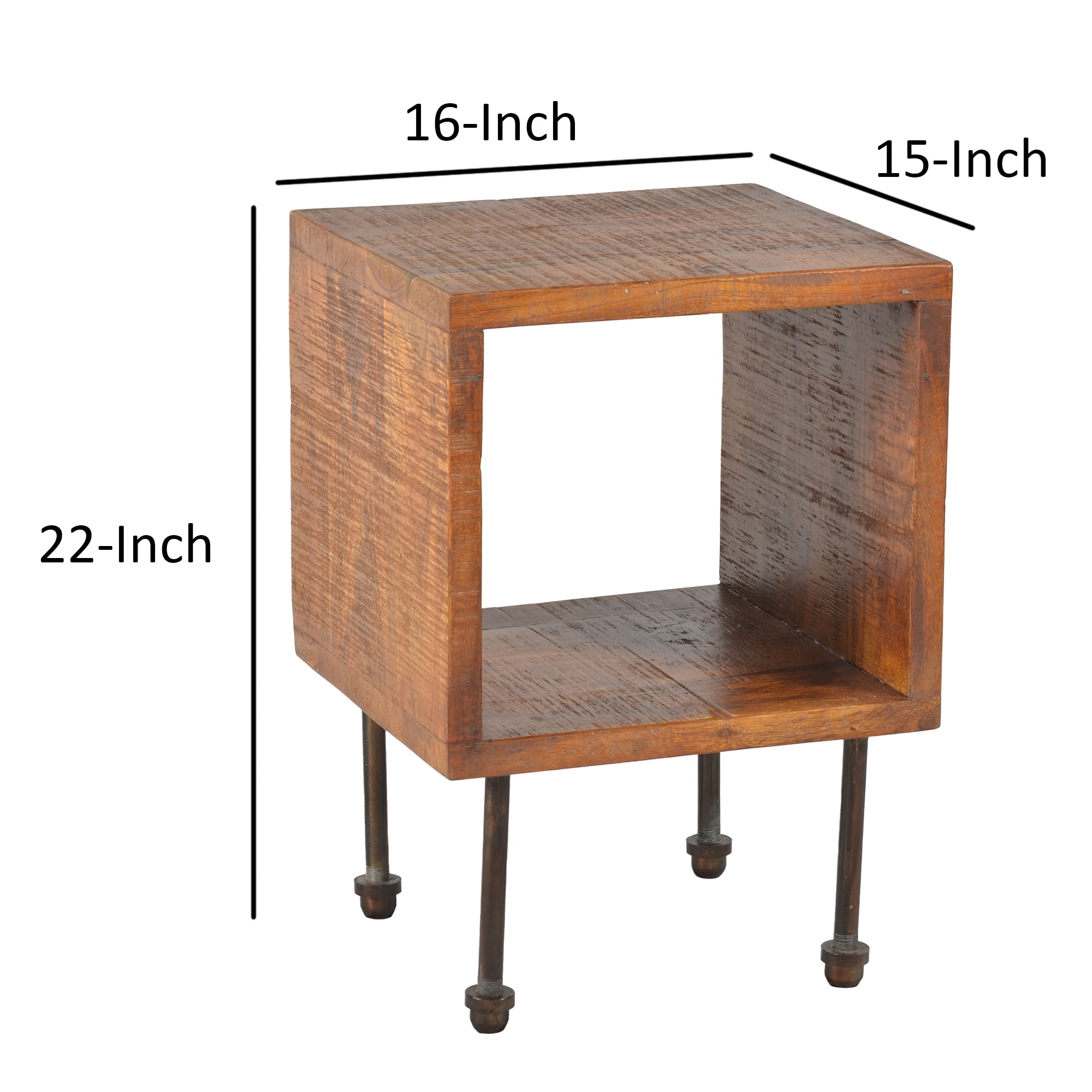 Shop 22 Inch Industrial Style Cube Shape Wooden Nightstand With Rough Sawn Texture Brown Overstock 31066844