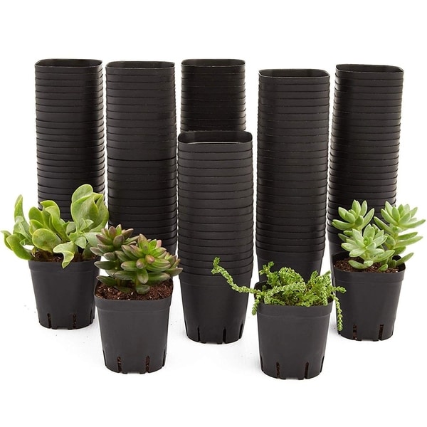 150 Pack Square Nursery Plastic Flower Pots For Plants, Seedlings ...