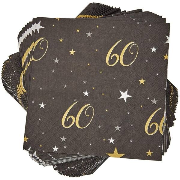 100 Pack 60th Themed Paper Napkin 6.5
